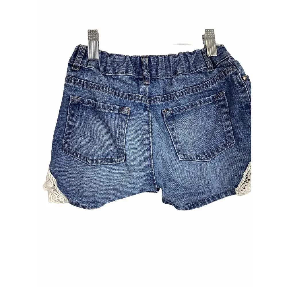 The Children's Place Embroidered Blue Denim Jean Shorts Kid's Youth Size 8